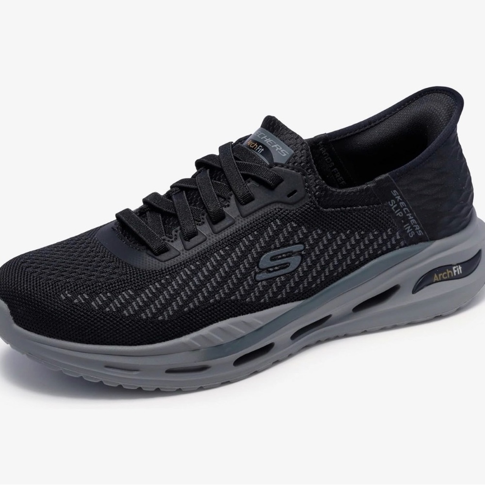 Skechers Arch Fit Black and Gray Men's Athletic Walking Shoe